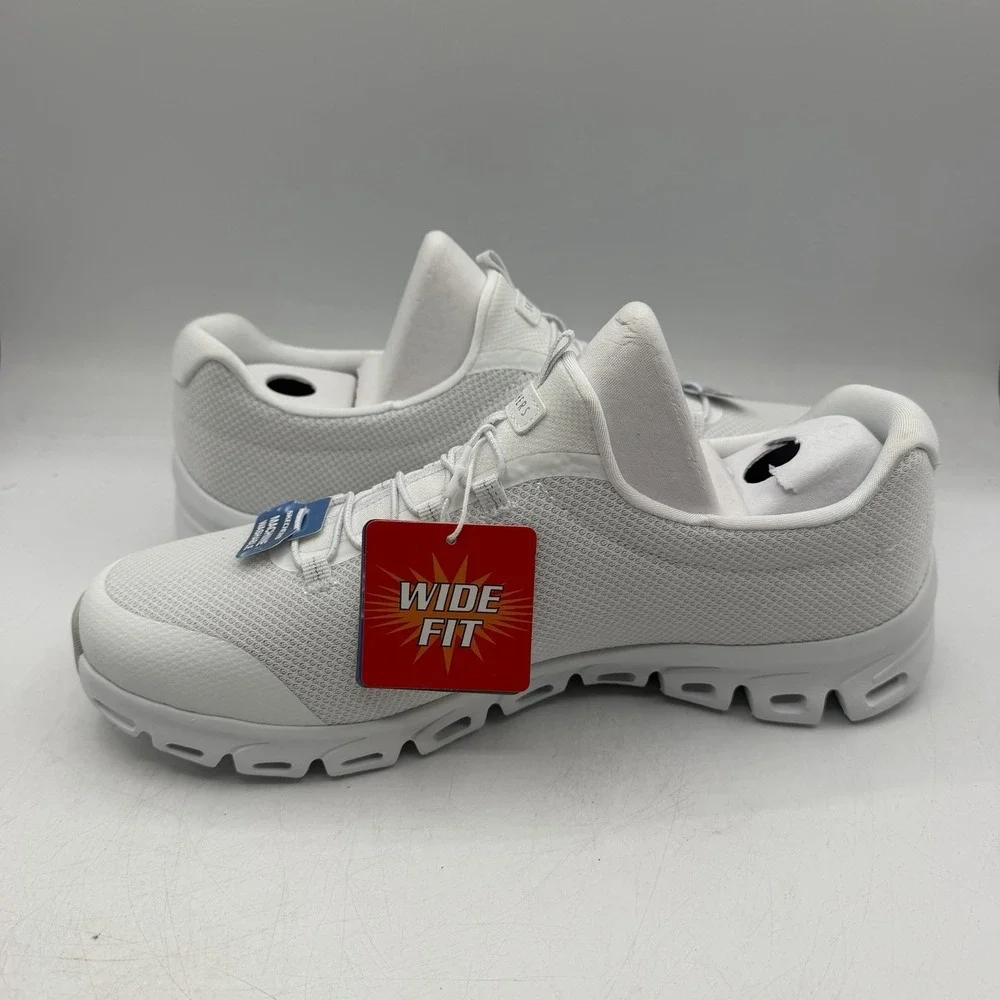 Skechers Glide Step Glistened Shoes Womens Sz 11 W WIDE White Slip On Sneakers